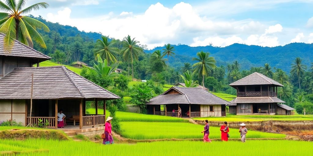 Lanskap desa Sunda yang indah dan tradisional.