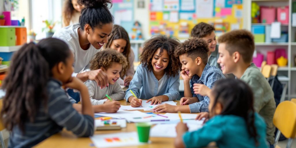 Kelas Bahasa Inggris dengan siswa aktif berpartisipasi.